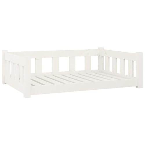 Eleganz Hundebett aus Massivholz Kiefer - 95,5x65,5x28 cm weiß - Langlebiges & stabiles Hundebett für mittelgroße Hunde - Perfekt für Wohnung, Haus & Garten von Eleganz