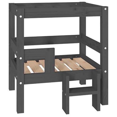 Eleganz Hundebett aus Massivholz Kiefer – Grau 55,5x53,5x60 cm – Langlebiges & Bequemes Hundebett für Mittelgroße Hunde – Perfekt für Wohnzimmer oder Schlafzimmer von Eleganz