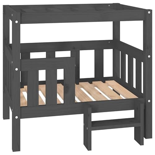 Eleganz Hundebett aus Massivholz Kiefer - Grau 75,5x63,5x70 cm - Langlebig & Bequem für Hunde Aller Größen - Perfekt für Wohnung oder Haus von Eleganz