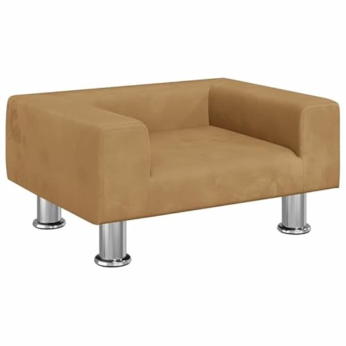 Eleganz Hundebett aus Samt 50x40x26,5 cm - Weiches und gemütliches Hundebett für Hunde Aller Größen, perfekt für Wohnung, Haus oder Reise - Braun von Eleganz