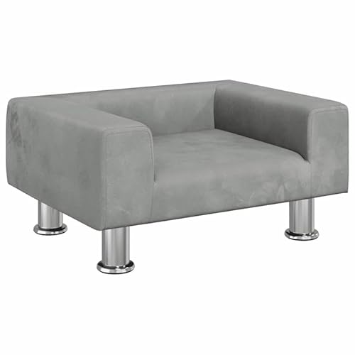 Eleganz Hundebett aus Samt 50x40x26,5 cm hellgrau - weiches & orthopädisches Hundebett für kleine bis mittlere Hunde, perfekt für Wohnung oder Haus von Eleganz