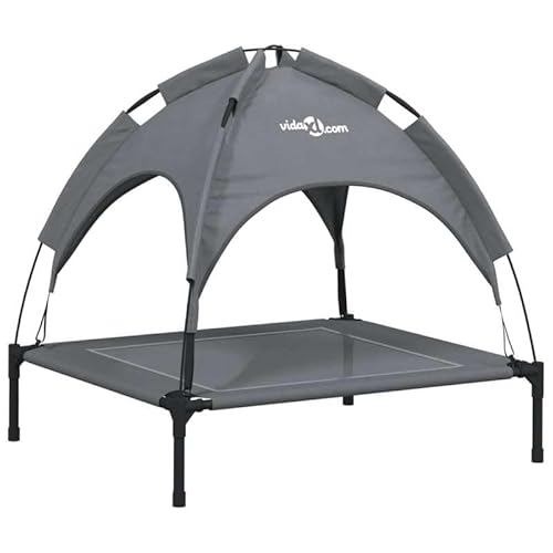 Eleganz Hundebett mit Dach - Wetterfeste Hundeliege aus Anthrazit Oxford-Gewebe & Stahl für Garten, Terrasse oder Balkon - Bequemer & langlebiger Hundeschlafplatz von Eleganz