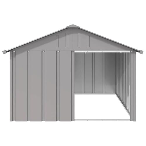 Eleganz Hundehütte aus verzinktem Stahl, grau 116,5x153x81,5 cm - Wetterfest & langlebig für Garten, Terrasse oder Hof - Ideal für Hunde Aller Größen - Robustes Design für ganzjährigen Schutz von Eleganz