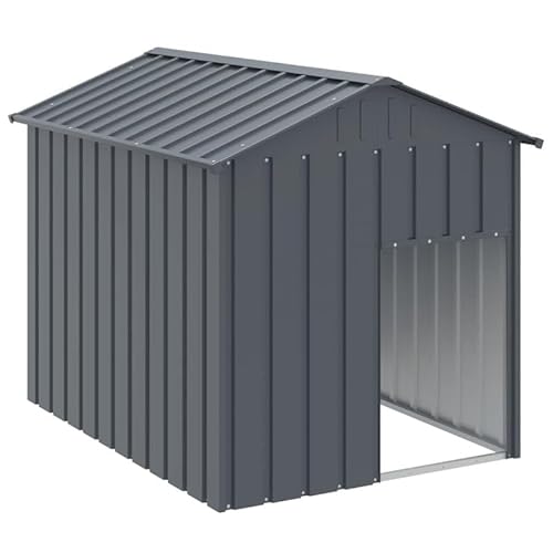 Eleganz Hundehütte aus verzinktem Stahl 117x153x123cm mit Dach in Anthrazit - Wetterfest & langlebig für Garten, Terrasse oder Hof - Ideal für mittelgroße bis große Hunde von Eleganz