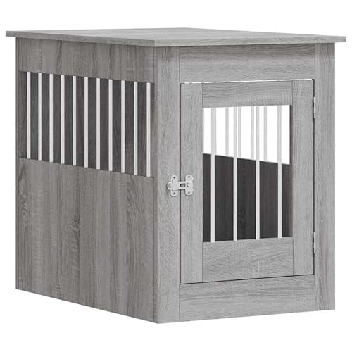 Eleganz Hundekäfig Grau Sonoma 55x80x68 cm - Möbelstil Hundebett aus Holzwerkstoff, Langlebig & Platzsparend für Wohnzimmer oder Schlafzimmer von Eleganz