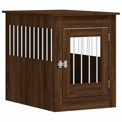 Eleganz Hundekäfig in Möbeloptik – Braun Eiche 55x80x68 cm – Stilvoller Hundebedarf für Wohnzimmer & Haus – Robust & Sicher für Ihren Hund von Eleganz