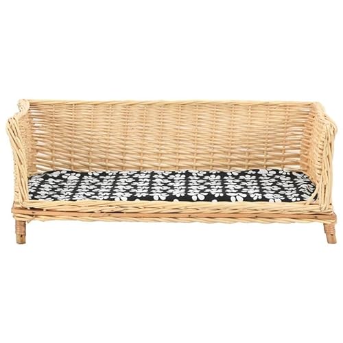 Eleganz Hundekorb aus Weide mit Stoffkissen 90x54x35 cm - Naturbelassen & Gemütlich für Hunde - Atmungsaktives Hundebett für Wohnzimmer oder Schlafzimmer Eleganz Hundekorb aus Weide mit Stoffkissen 90x54x35 cm - Naturbelassen & Gemütlich für Hunde - Atmungsaktives Hundebett für Wohnzimmer oder Schlafzimmer von Eleganz