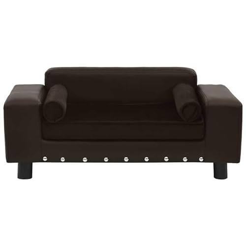 Eleganz Hundesofa Braun 81x43x31 cm - Kuscheliges Hundebett aus Plüsch & Kunstleder für kleine bis mittlere Hunde - Bequemes Schlafplatz für Wohnung & Haus von Eleganz
