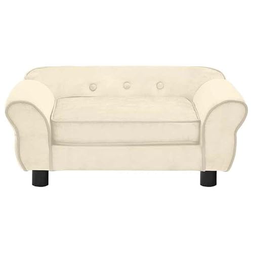 Eleganz Hundesofa Creme 72x45x30 cm Plüsch - Luxus Hundebett für Wohnzimmer & Schlafzimmer - Weiches Kuschelbett für Hunde - Atmungsaktives Material für Allergiker von Eleganz