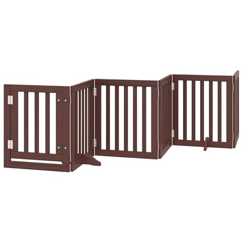 Eleganz Hundetor 6-TLG. faltbar aus Pappelholz | 300 cm braun | Sicherheitszaun für Hunde | ideal für Garten, Terrasse und Haus | langlebig und stabil von Eleganz
