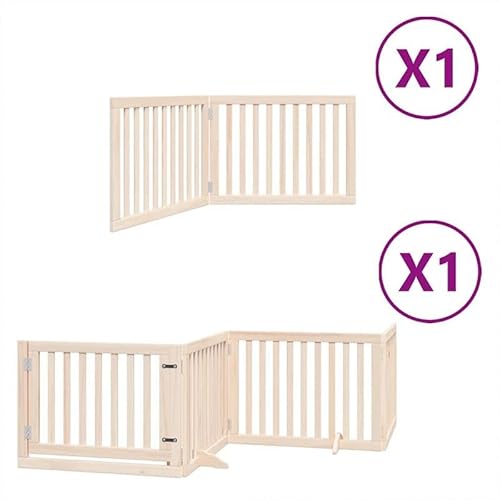 Eleganz Hundetor 6-TLG. faltbar aus Pappelholz 480 cm - Sicherheitszaun für Hunde im Garten - Langlebiges & natürliches Holzdesign für Tierfreunde von Eleganz