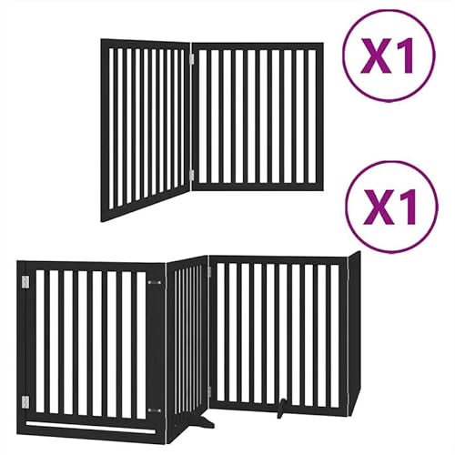 Eleganz Hundetor 6-TLG. faltbar mit Tür aus Pappelholz - Schwarz 480 cm - Stabiles Gitter für Garten & Terrasse - Sicherer Schutz für Hunde Eleganz Hundetor 6-TLG. faltbar mit Tür aus Pappelholz - Schwarz 480 cm - Stabiles Gitter für Garten & Terrasse - Sicherer Schutz für Hunde von Eleganz