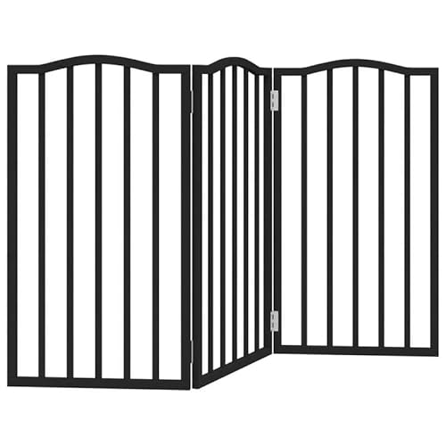 Eleganz Hundetor faltbar 150 cm schwarz aus Pappelholz - 3-TLG. Gartentor für Hunde, langlebig & stabil, ideal für Garten und Terrasse von Eleganz