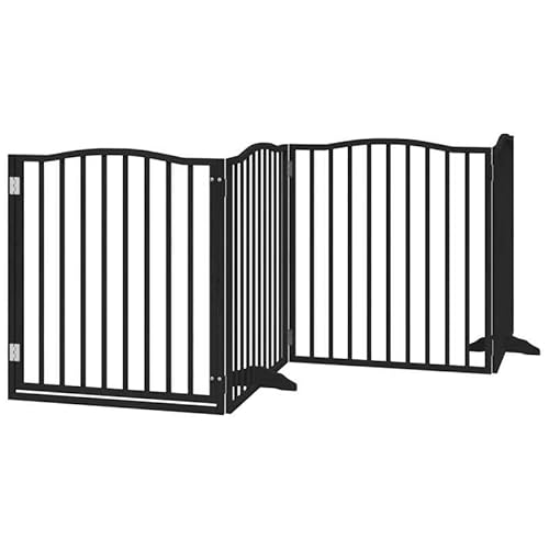 Eleganz Hundetor faltbar aus Pappelholz | 4-TLG. schwarzes Gitter für Hunde | Sicher und langlebig | Ideal für Haus und Garten von Eleganz