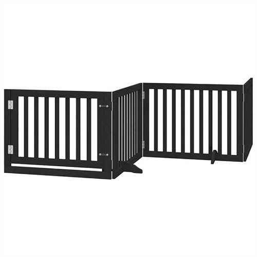 Eleganz Hundetor faltbar aus Pappelholz - 4-TLG. schwarzes Gitter für Hunde - Sicher & langlebig - Ideal für Haus & Garten von Eleganz