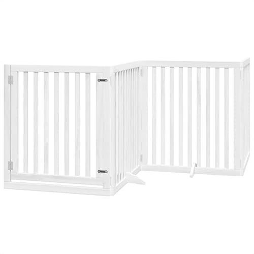 Eleganz Hundetor faltbar aus Pappelholz - 4-TLG. weiß 320 cm - Sicherheitsgitter für Hunde - Ideal für Haus und Garten - Robust und langlebig von Eleganz
