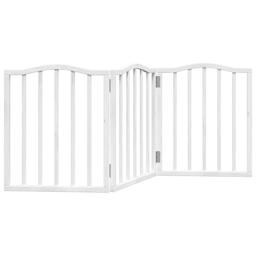 Eleganz Hundetor faltbar aus Pappelholz - Weiß 150 cm - Sicherheitsgitter für Hunde - Praktisch und stabil für Haus & Garten von Eleganz