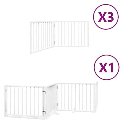 Eleganz Hundetor mit Tür, 10-TLG. faltbar aus Pappelholz, 800 cm - Weiß | Sicherheitsgitter für Hunde | Stabiles Design für Haus und Garten von Eleganz