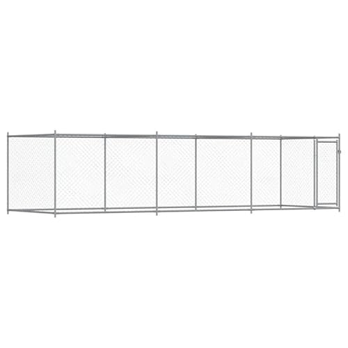 Eleganz Hundezwinger aus verzinktem Stahl – Grau 6x2x1,5 m mit Tür – Robust & sicher für Ihren Hund – Ideal für Garten & Terrasse von Eleganz