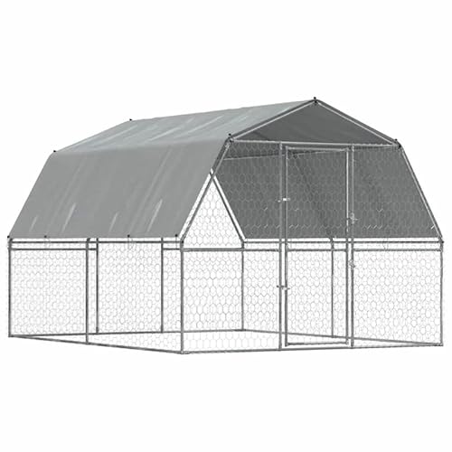 Eleganz Hundezwinger mit Dach und Tür aus verzinktem Stahl und PE – Robuster und wetterfester Auslauf für Hunde im Garten oder Hof von Eleganz