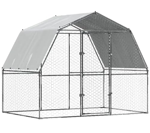 Großer Hühnerstall aus Metall: Freilaufgehege 285 x 195 x 230 cm mit Dachabdeckung - Hühnergehege für Garten Wetterfestes von Eleganz