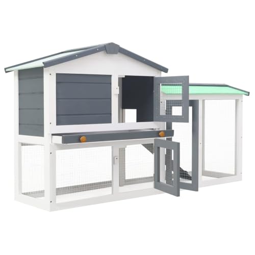 Großer Kaninchenstall aus Holz 145x45x84 cm Grau & Weiß | Robustes Außengehege für Kaninchen & Kleintiere | Wetterfest & Langlebig mit Spritzschutz | Ideal für Garten und Terrasse Großer Kaninchenstall aus Holz 145x45x84 cm Grau & Weiß | Robustes Außengehege für Kaninchen & Kleintiere | Wetterfest & Langlebig mit Spritzschutz | Ideal für Garten und Terrasse von Eleganz