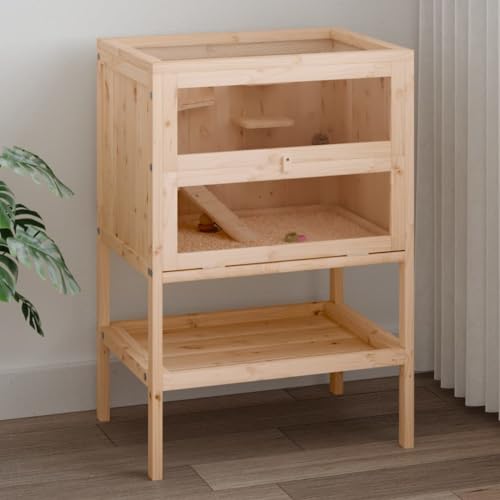 Hamsterkäfig aus Massivholz Tanne 55x40x80 cm - Großes Gehege für Kleintiere, Langlebig & Natürlich - Idealer Lebensraum für Hamster & Nager von Eleganz