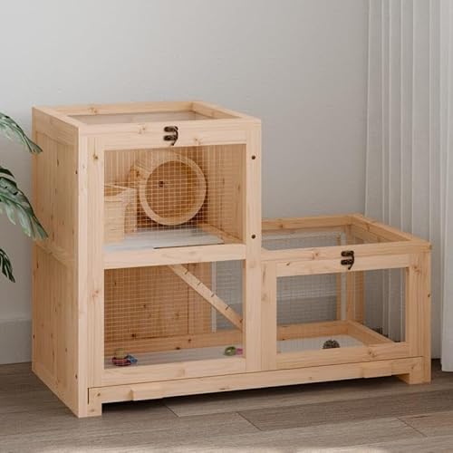 Hamsterkäfig aus massivem Tannenholz 81x40x60 cm - Natürliches & langlebiges Gehege für Kleintiere, unbehandelt & atmungsaktiv - Ideale Lebensraumlösung für Hamster & Nagetiere von Eleganz