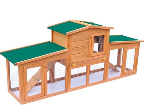 Hasenstall 2 Ebenen: Kaninchenstall Winterfest Doppelstockhaus mit Freilaufgehege Rampe - Kaninchenkäfig Outdoor Kleintierstall für Hasen Meerschweinchen von Eleganz