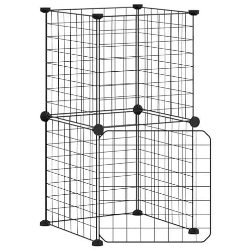 Haustierkäfig 8-TLG. aus Stahl für Kleintiere | Schwarz 35x35 cm mit Tür | Robuster Lebensraum für Hamster, Kaninchen & Mehr | Ideal für Innenbereich & Balkon von Eleganz