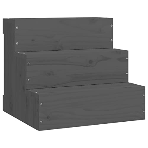 Haustiertreppe aus Massivholz Kiefer - Graue Tierstufe 40x37,5x35 cm für Hunde & Katzen - Stabile Treppe für Bett & Sofa - Leichtes Auf- und Absteigen für ältere Tiere Haustiertreppe aus Massivholz Kiefer - Graue Tierstufe 40x37,5x35 cm für Hunde & Katzen - Stabile Treppe für Bett & Sofa - Leichtes Auf- und Absteigen für ältere Tiere von Eleganz