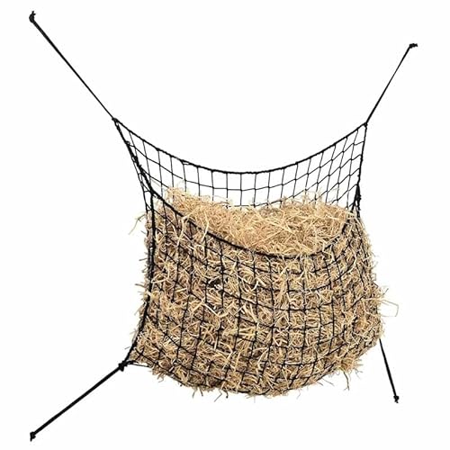 Heunetze 2 Stück Rund Futter- & Wasserspender Schwarz 75x50 cm PP - Langlebig & Leicht für Haustiere, Ideal für Stall & Außenbereich von Eleganz