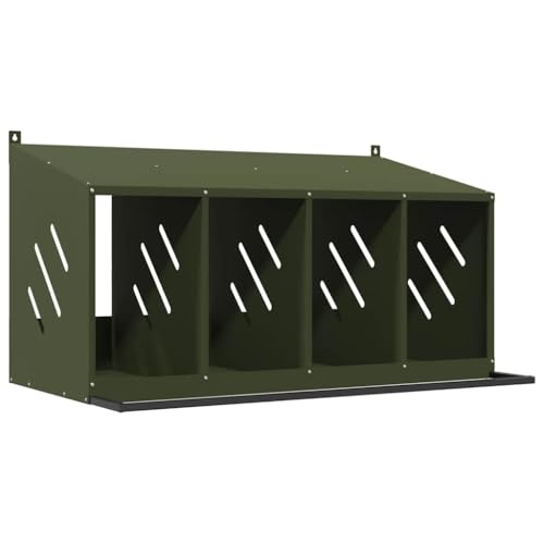 Hühner-Nistkasten aus Metall mit 4 Fächern in Olivgrün - Robustes und wetterfestes Gehege für Kleintiere - Ideal für Hühnerhaltung im Garten Hühner-Nistkasten aus Metall mit 4 Fächern in Olivgrün - Robustes und wetterfestes Gehege für Kleintiere - Ideal für Hühnerhaltung im Garten von Eleganz