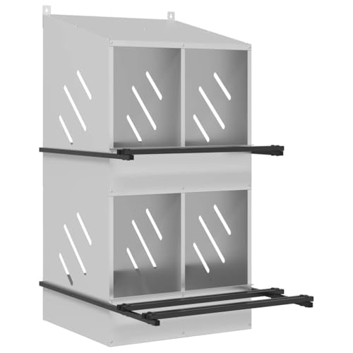 Hühner-Nistkasten aus verzinktem Metall mit 4 Fächern - Robust & Wetterfest für Kleintiergehege - Ideal für Hühner & Geflügel von Eleganz