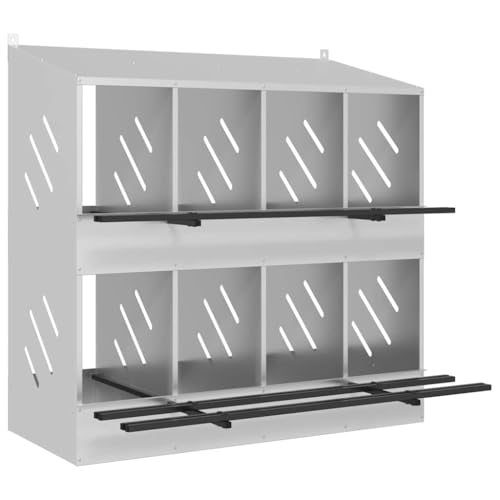 Hühner-Nistkasten aus verzinktem Metall mit 8 Fächern - Robust & Wetterfest für Kleintiergehege - Ideale Eiablage für Hühner von Eleganz