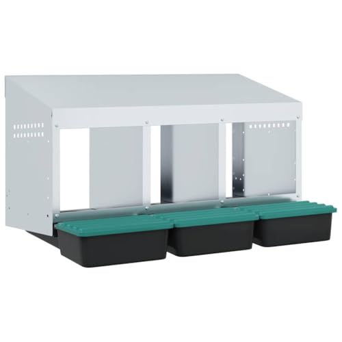Hühner-Nistkasten aus verzinktem Stahl | 3 Fächer für sichere Eierablage | Wandmontage | Langlebig & witterungsbeständig | Ideal für Kleintiergehege von Eleganz