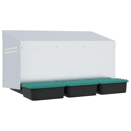 Hühner-Nistkasten aus verzinktem Stahl für 3 Hennen – Robustes & wetterfestes Gehege für Kleintiere – Einfache Wandmontage für sichere Eierablage von Eleganz