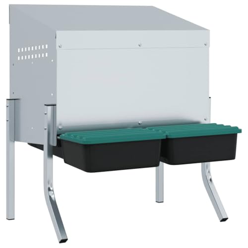 Hühner-Nistkasten aus verzinktem Stahl mit 2 Fächern und Beinen - Langlebige und wetterfeste Nisthilfe für Kleintiere - Ideal für Hühnerstall und Gehege von Eleganz