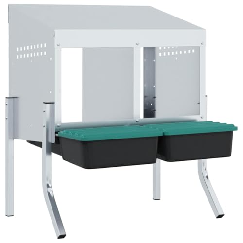 Hühner-Nistkasten aus verzinktem Stahl mit 2 Fächern und Beinen - Robustes Gehege für Kleintiere, Ideal für Hühner und Geflügel, Wetterbeständig und Langlebig Hühner-Nistkasten aus verzinktem Stahl mit 2 Fächern und Beinen - Robustes Gehege für Kleintiere, Ideal für Hühner und Geflügel, Wetterbeständig und Langlebig von Eleganz