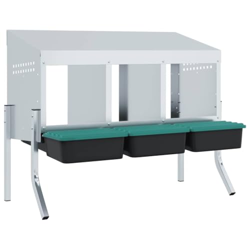 Hühner-Nistkasten aus verzinktem Stahl mit 3 Fächern und Beinen - Robustes Gehege für Kleintiere - Ideal für Hühnerhaltung im Garten von Eleganz
