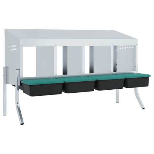 Hühner-Nistkasten aus verzinktem Stahl mit 4 Fächern und Beinen - Langlebiges Gehege für Kleintiere - Perfekt für Hühnerstall und Garten von Eleganz