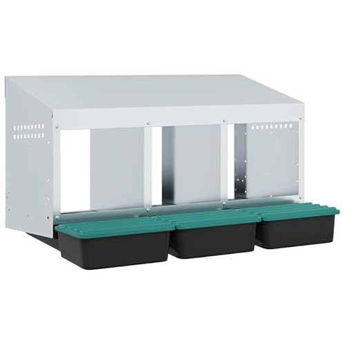 Hühner-Nistkasten aus verzinktem Stahl & PP-Kunststoff - 3-Fach Brutbox für Kleintiere - Wetterfest & langlebig für Stall oder Freigehege - Einfache Wandmontage von Eleganz