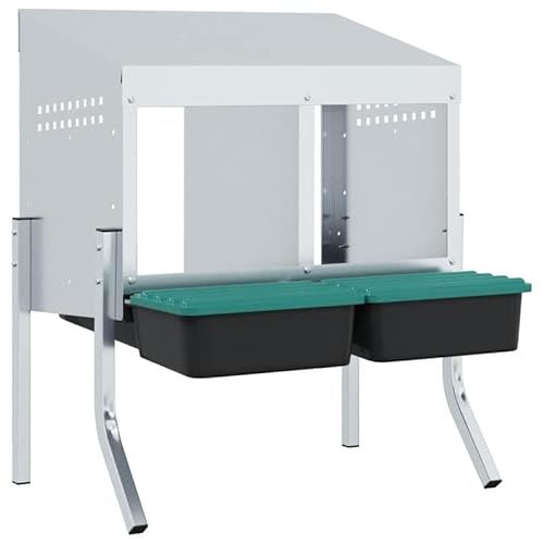 Hühner-Nistkasten aus verzinktem Stahl und Polypropylen - 2-Fach Nistbox mit Beinen für Kleintiere - Langlebig und witterungsbeständig - Ideale Nistlösung für Hühner und Geflügel von Eleganz