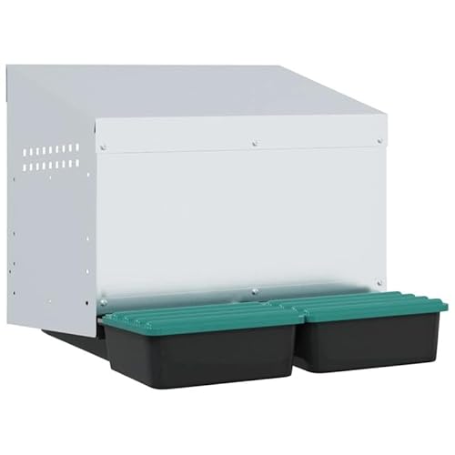 Hühner-Nistkasten aus verzinktem Stahl & Polypropylen - 2 Fächer für sichere Eierablage - Wandmontage für Kleintiergehege - Robust & langlebig von Eleganz