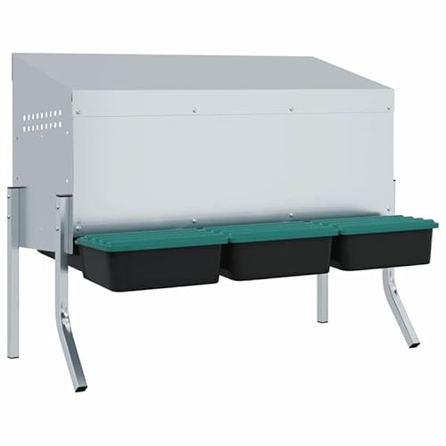 Hühner-Nistkasten aus verzinktem Stahl & Polypropylen - 3 Fächer mit Beinen - Langlebiger Lebensraum für Kleintiere - Ideal für Hühnerstall & Gehege von Eleganz