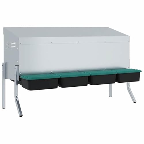 Hühner-Nistkasten aus verzinktem Stahl & Polypropylen - 4 Fächer mit Beinen für Kleintiere, langlebig & wetterfest - Ideal für Hühnerstall & Freigehege von Eleganz