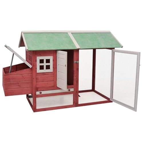 Hühnerkäfig aus Massivholz Kiefer & Tanne 170x81x110 cm - Robustes Eisendrahtgitter & Sperrholz für sicheren Freilauf - Ideal für Kleintiergehege im Garten von Eleganz