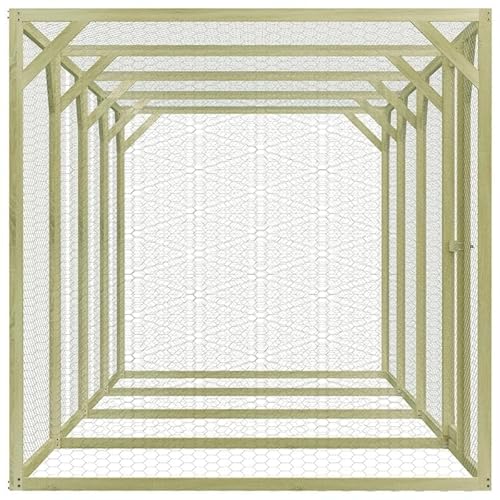Hühnerkäfig aus imprägniertem Kiefernholz & verzinktem Stahldraht - 1,5x6x1,5 m großes Gehege für Kleintiere - langlebig & wetterfest von Eleganz