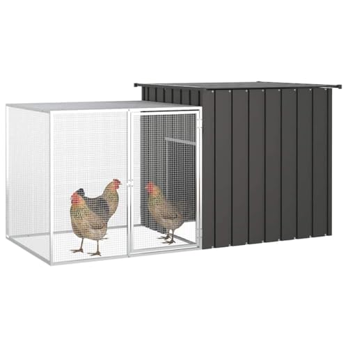Hühnerkäfig aus verzinktem Stahl 200x91x100 cm - Langlebiges Gehege für Kleintiere - Perfekt für Garten & Freilauf - Anthrazit von Eleganz