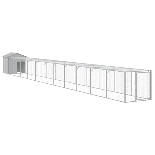 Hühnerkäfig aus verzinktem Stahl mit Auslauf 117x1221x123 cm - Robustes Gehege für Kleintiere, Witterungsbeständig & Langlebig - Ideal für Hühner & Kleintiere im Freien von Eleganz